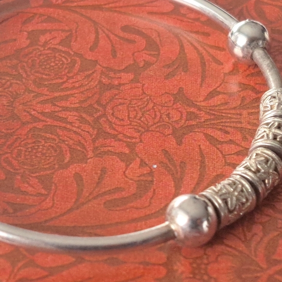 Sterling silver bracelet bangle adjustable, - Picture 9 of 10